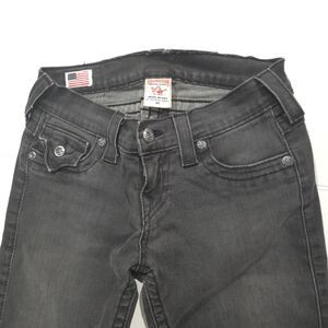 True Religion Womens Black Jeans Button Pockets Size 24 Made in USA Vintage Y2K!